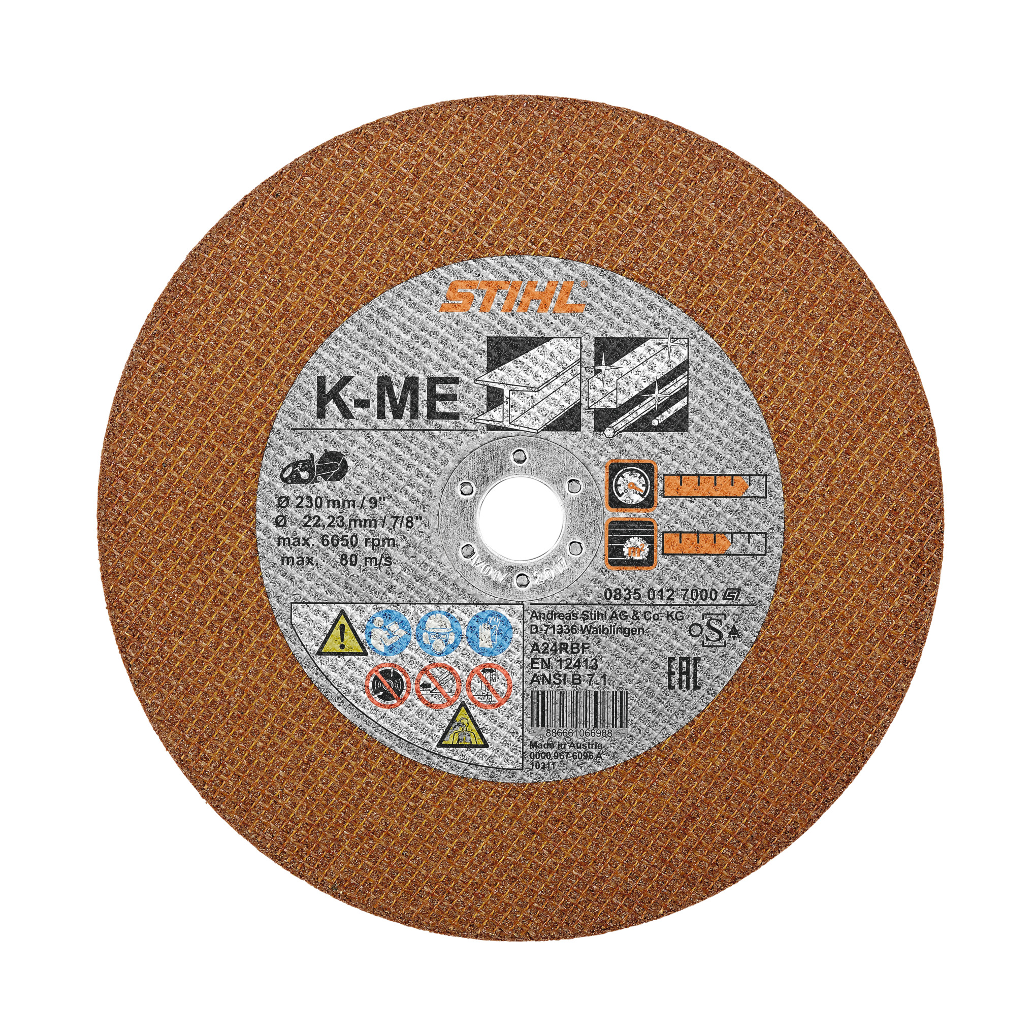 Slipeskive, konstruksjonsstål, K-ME, Ø 230 mm/9"