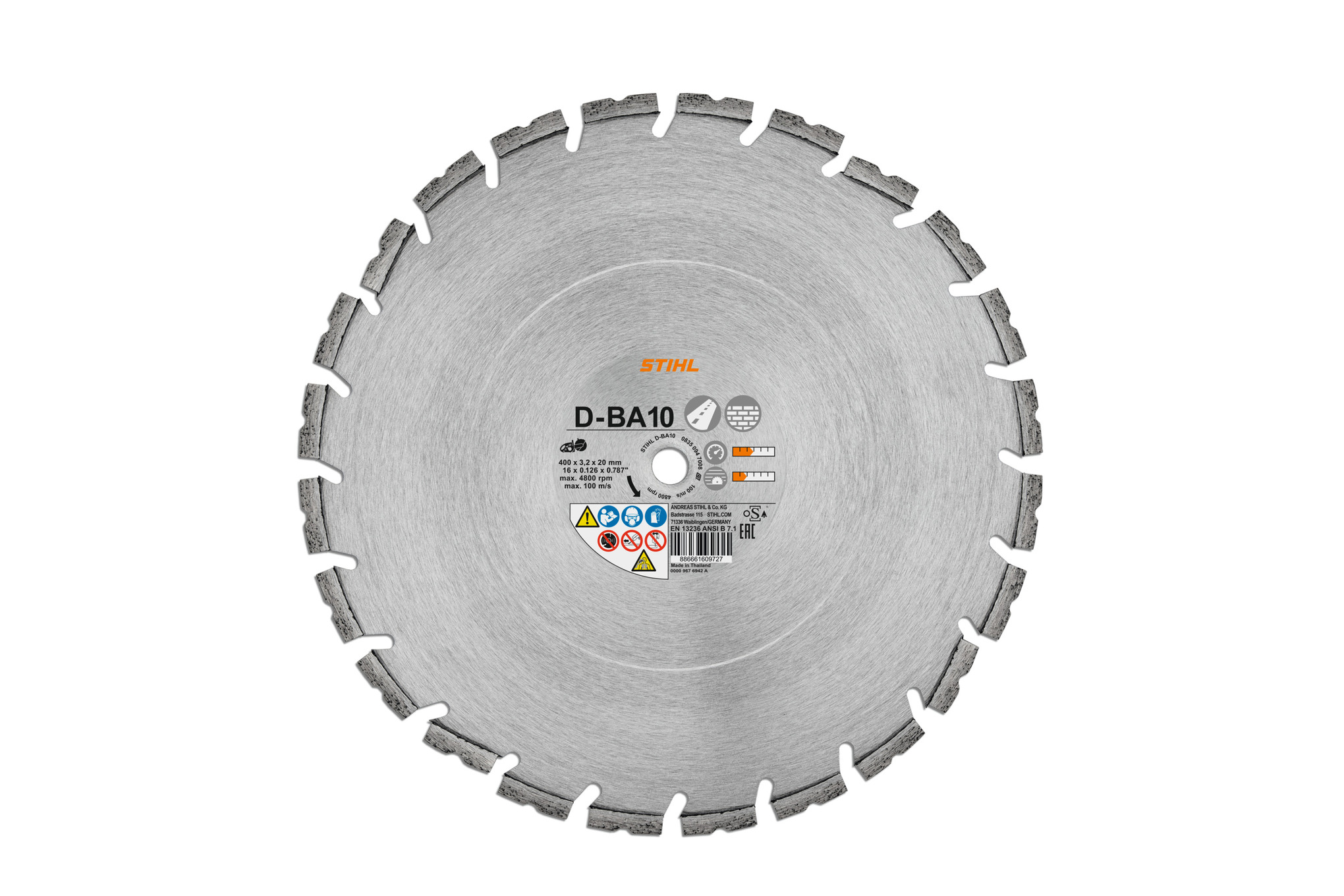 Diamantkappeskive, betong/asfalt, D-BA10, Ø 350 mm/14"